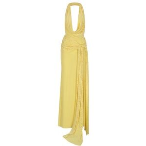 Blaze Butter Yellow Draped Backless Maxi Dress